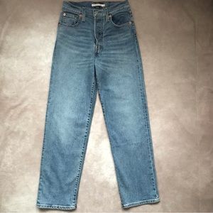 Levi’s Ribcage Straight Ankle Blue Jeans Denim Straight Leg High Rise Button Fly
